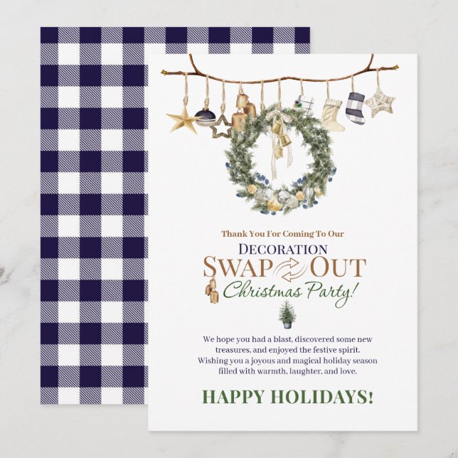 Decoration Swap Out Thank You And Christmas Card (Front/Back)