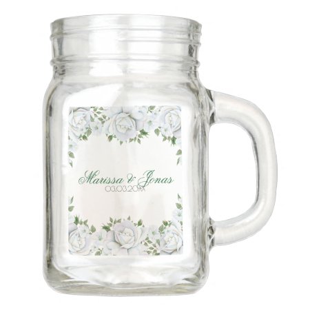Decoration White Roses- Save The Date Mason Jar