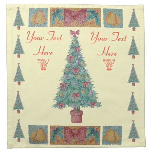 decorations bells and red bows on tree christmas cloth napkin