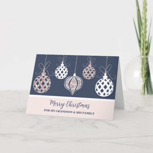 Decorations Grandson & Family Merry Christmas Card (Front)