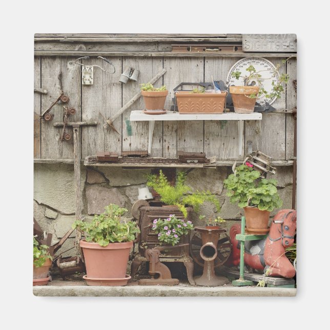 Decorations on wooden fence, Catalina Island, Magnet (Front)