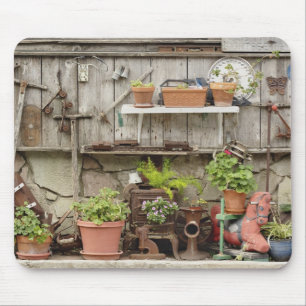 Decorations on wooden fence, Catalina Island, Mouse Pad