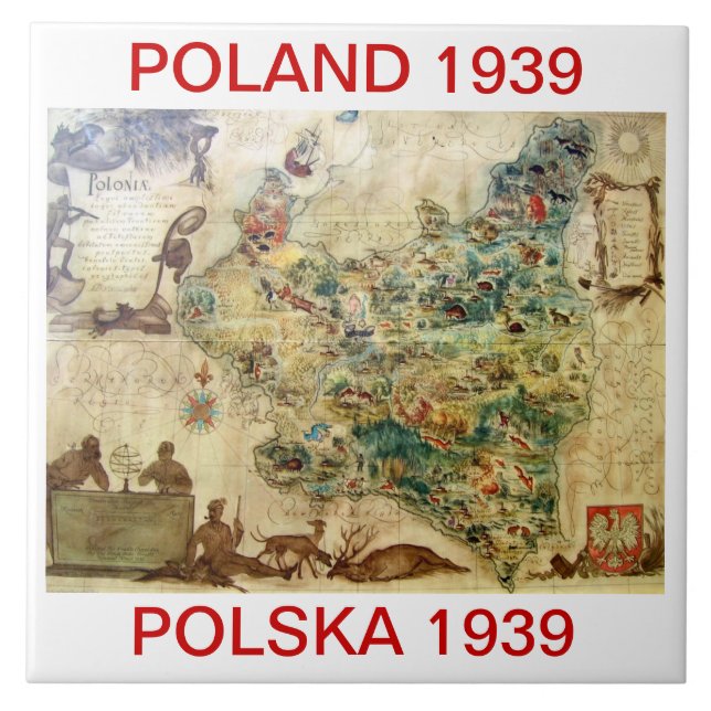 DECORATIVE 1939 MAP OF POLAND TILE 3 (Front)