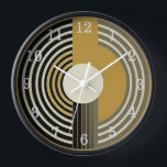 Decorative 1950's Style Art Deco Wall Clock<br><div class="desc">A minimalist 1950's style art deco wall clock with a simple circular design in gold,  black and beige</div>