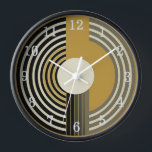 Decorative 1950's Style Art Deco Wall Clock<br><div class="desc">A minimalist 1950's style art deco wall clock with a simple circular design in gold,  black and beige</div>