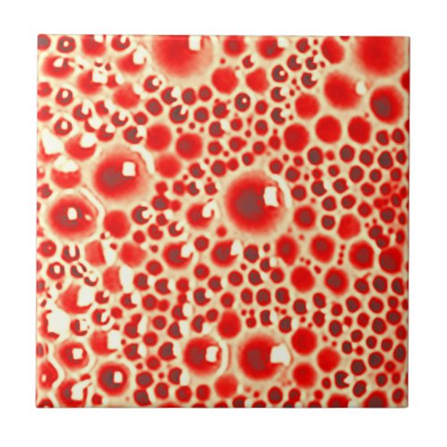 Decorative 4 tile with bubbles in red gloss