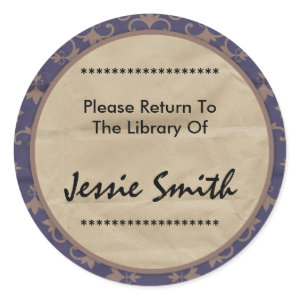Decorative 7 Name Address Bookplate sticker
