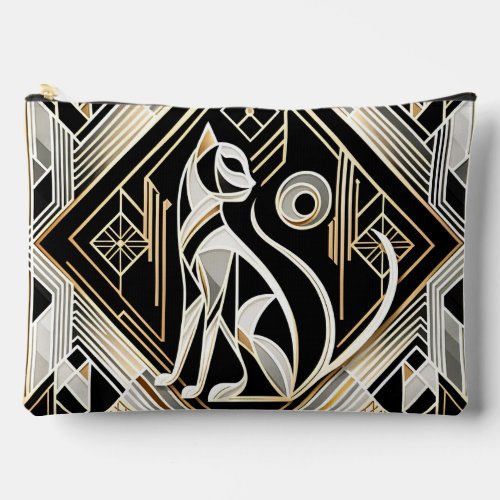 Decorative Abstract Black Cat Accessory Pouch