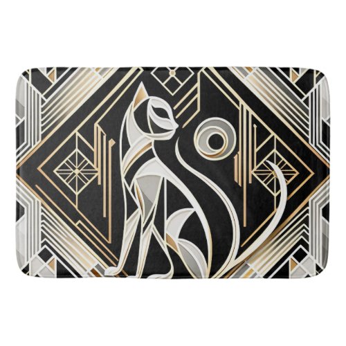 Decorative Abstract Black Cat Bath Mat