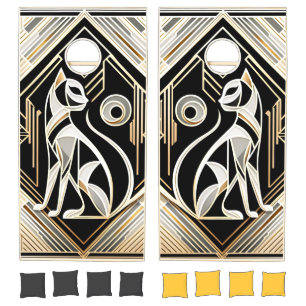 Decorative Abstract Black Cat Cornhole Set