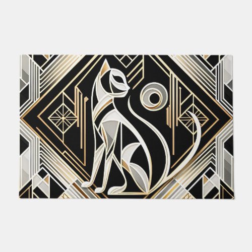Decorative Abstract Black Cat Doormat