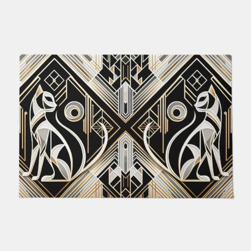 Decorative Abstract Black Cat Doormat