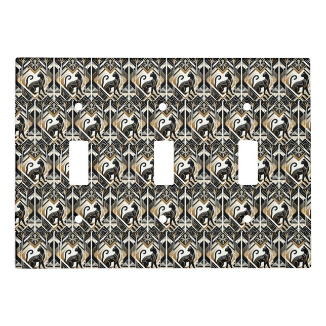 Decorative Abstract Black Cat Light Switch Cover (Front)