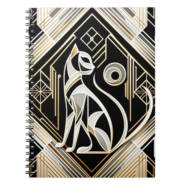Decorative Abstract Black Cat Notebook (Front)
