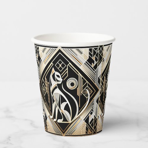 Decorative Abstract Black Cat Paper Cups