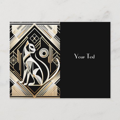 Decorative Abstract Black Cat Postcard