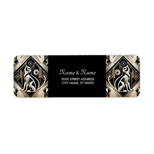 Decorative Abstract Black Cat Return Address Label