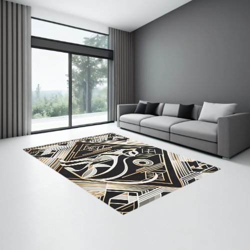 Decorative Abstract Black Cat Rug