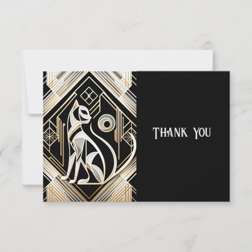 Decorative Abstract Black Cat Thank You Card
