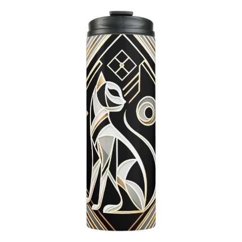 Decorative Abstract Black Cat Thermal Tumbler