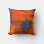 Decorative Abstract Orange Painting Throw Pillow at Zazzle