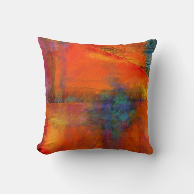 Decorative Abstract Orange Painting Throw Pillow (Front)