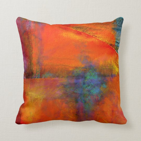 Decorative Abstract Orange Painting Throw Pillow