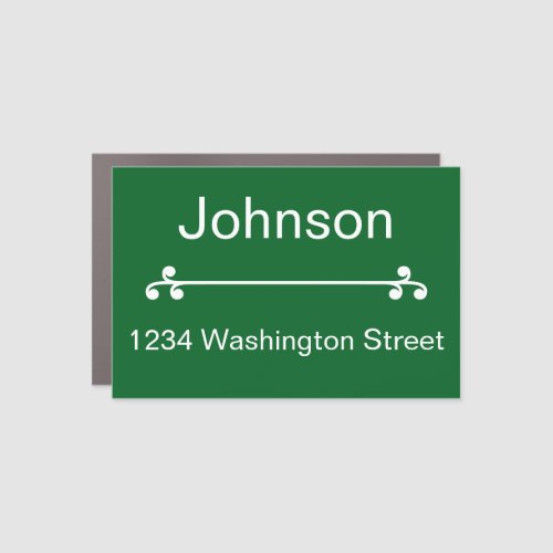 Decorative Address Name Green Mailbox Magnet
