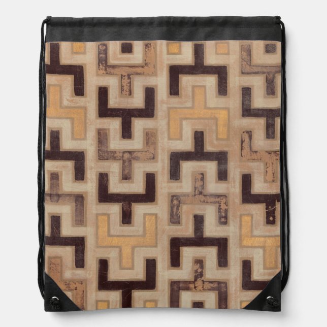 Decorative African Mudcloth Pattern Drawstring Bag (Front)