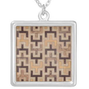 Decorative African Mudcloth Pattern Silver Plated Necklace