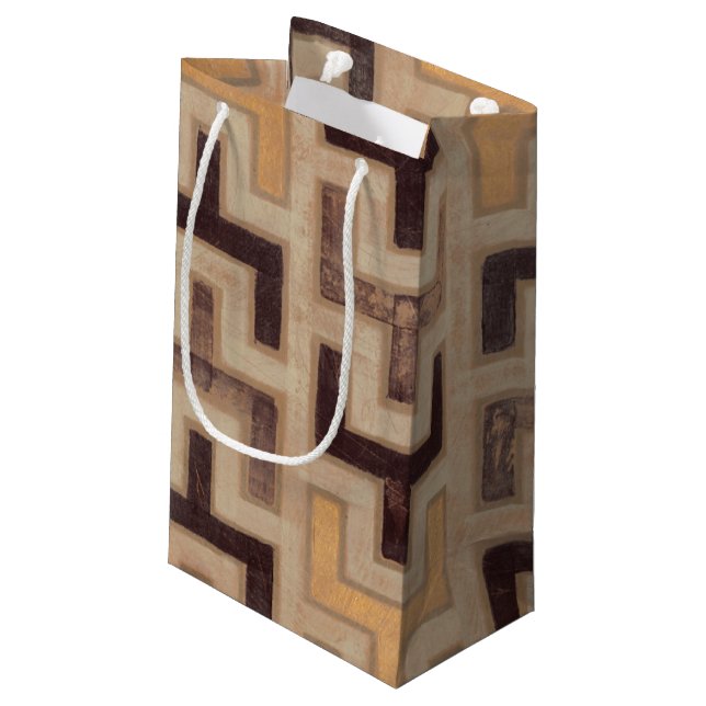 Decorative African Mudcloth Pattern Small Gift Bag (Back Angled)