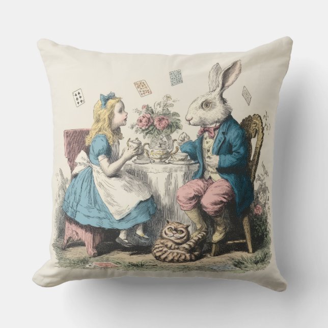 Decorative Alice in Wonderland Throw Pillow (Front)