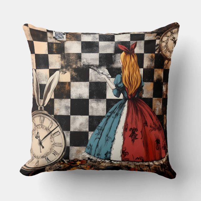 Decorative Alice in Wonderland Throw Pillow (Front)