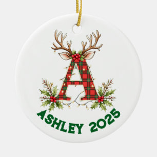 Decorative alphabet A reindeer Ornament