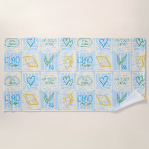 Decorative Amalfi style seamless pattern Beach Towel