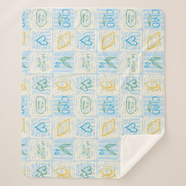 Decorative Amalfi style seamless pattern Sherpa Blanket (Front)
