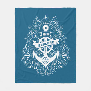 Decorative Anchor custom monogram fleece blanket