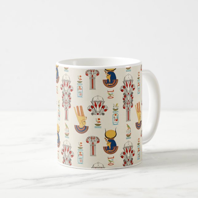 Decorative ancient Egyptian seamless pattern Coffee Mug (Front Right)
