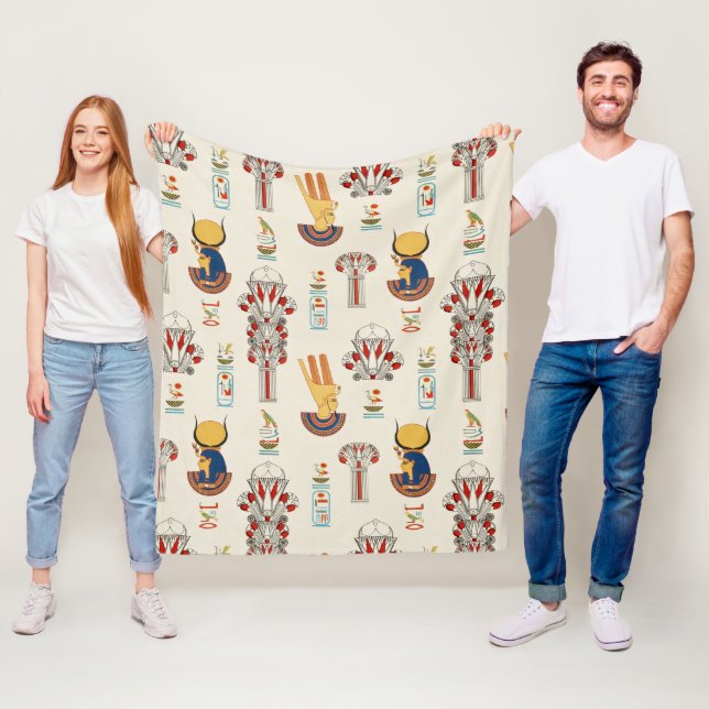 Decorative ancient Egyptian seamless pattern Fleece Blanket (In Situ)