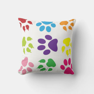 Decorative Animal Paw print pattern dog cat pet Throw Pillow