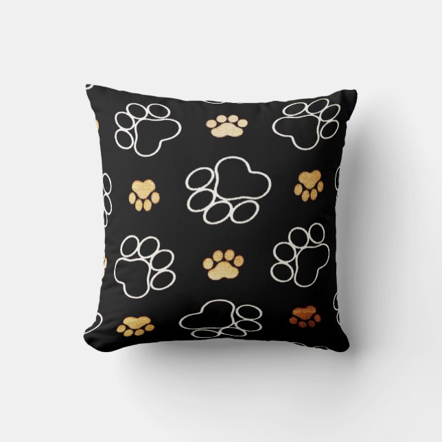 Decorative Animal Paw print pattern dog cat pet Throw Pillow (Front)
