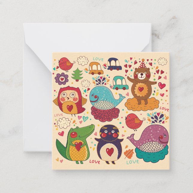 Decorative Animals Note Card (Front)