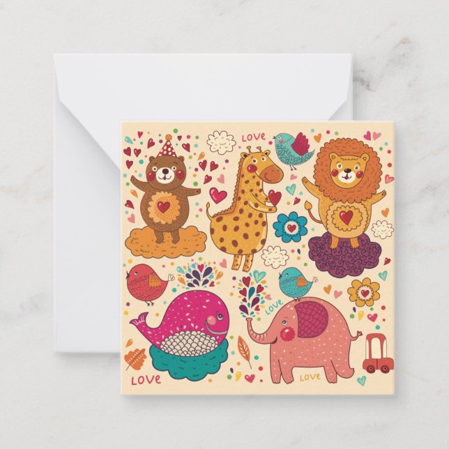 Decorative Animals Note Card (Front)
