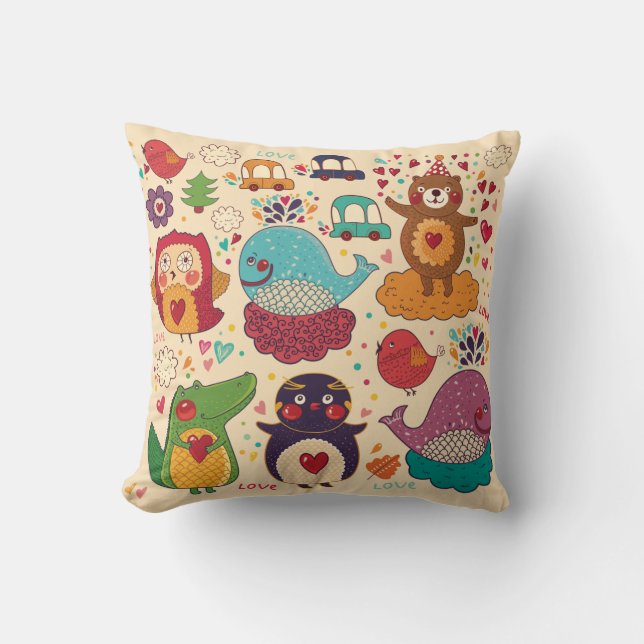 Decorative Animals Throw Pillow (Front)