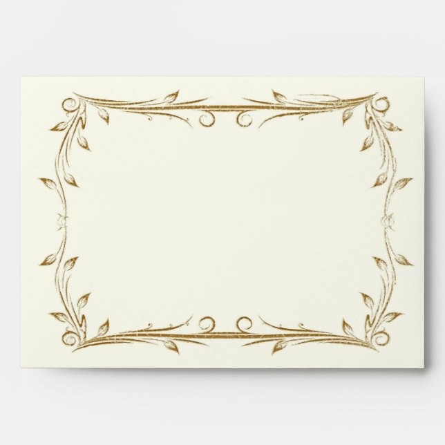 Decorative Antique Gold Border Wedding Envelope (Front)