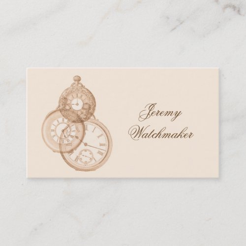 Decorative antique pocket watches in brown business card