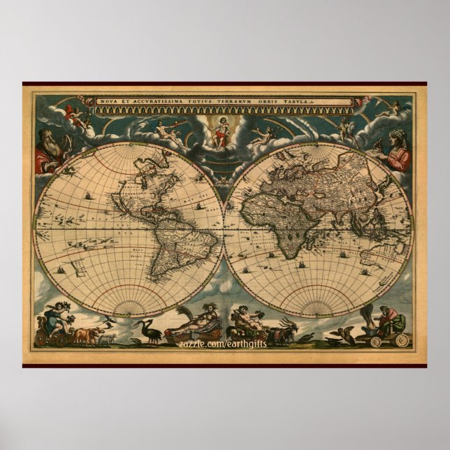 Decorative Arty Old World Map Poster (Front)