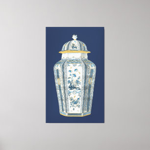 Decorative Asian Urn in Blue & White Canvas Print