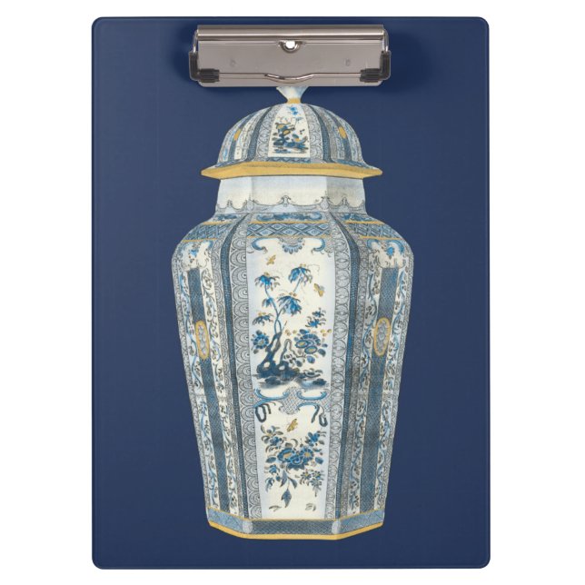 Decorative Asian Urn in Blue & White Clipboard (Front)