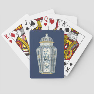 Decorative Asian Urn in Blue & White Poker Cards